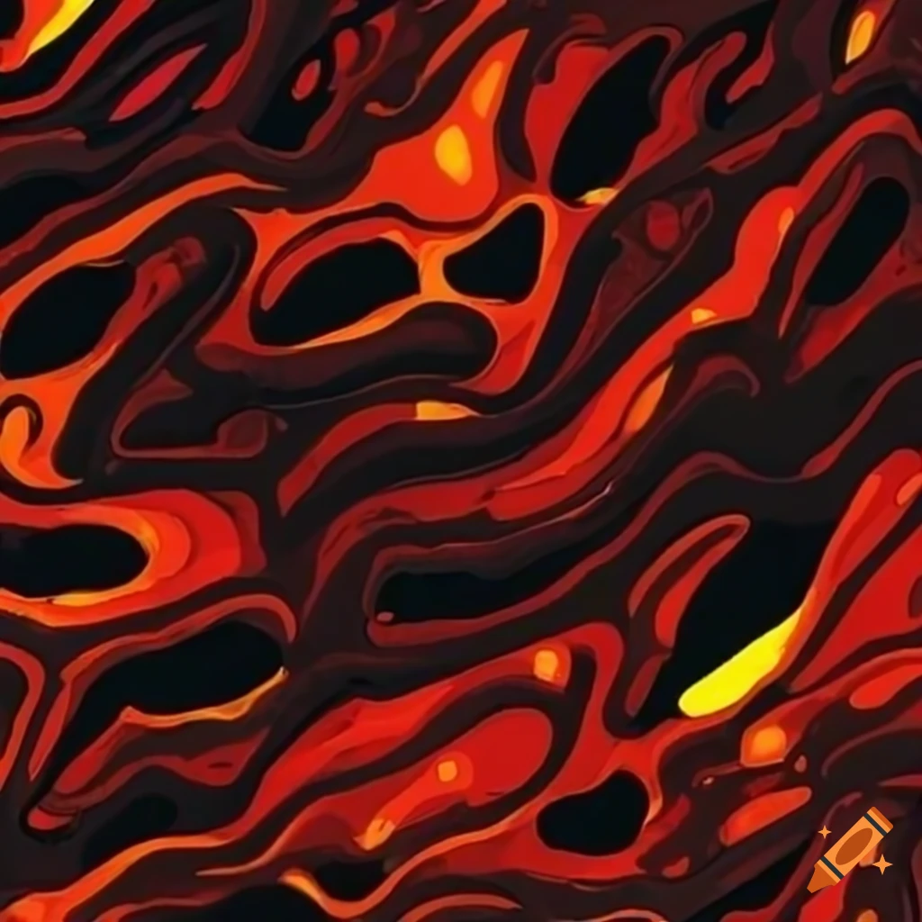 aerial view of flowing lava