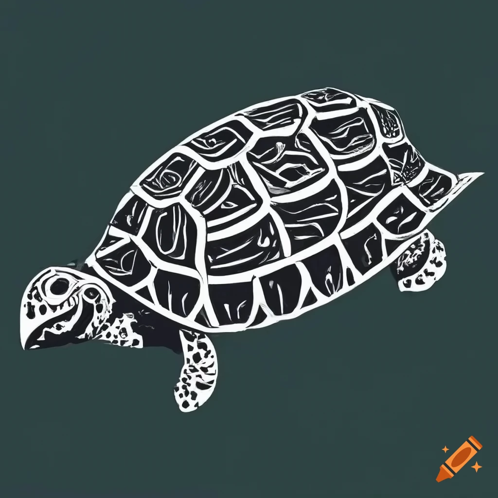 stylized black and white turtle
