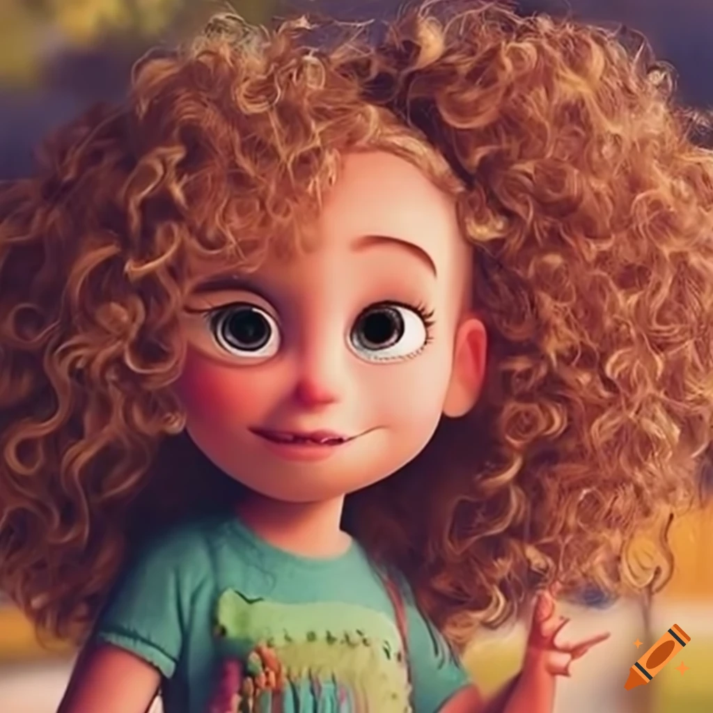 portrait of a joyful 5-year-old girl with curly hair