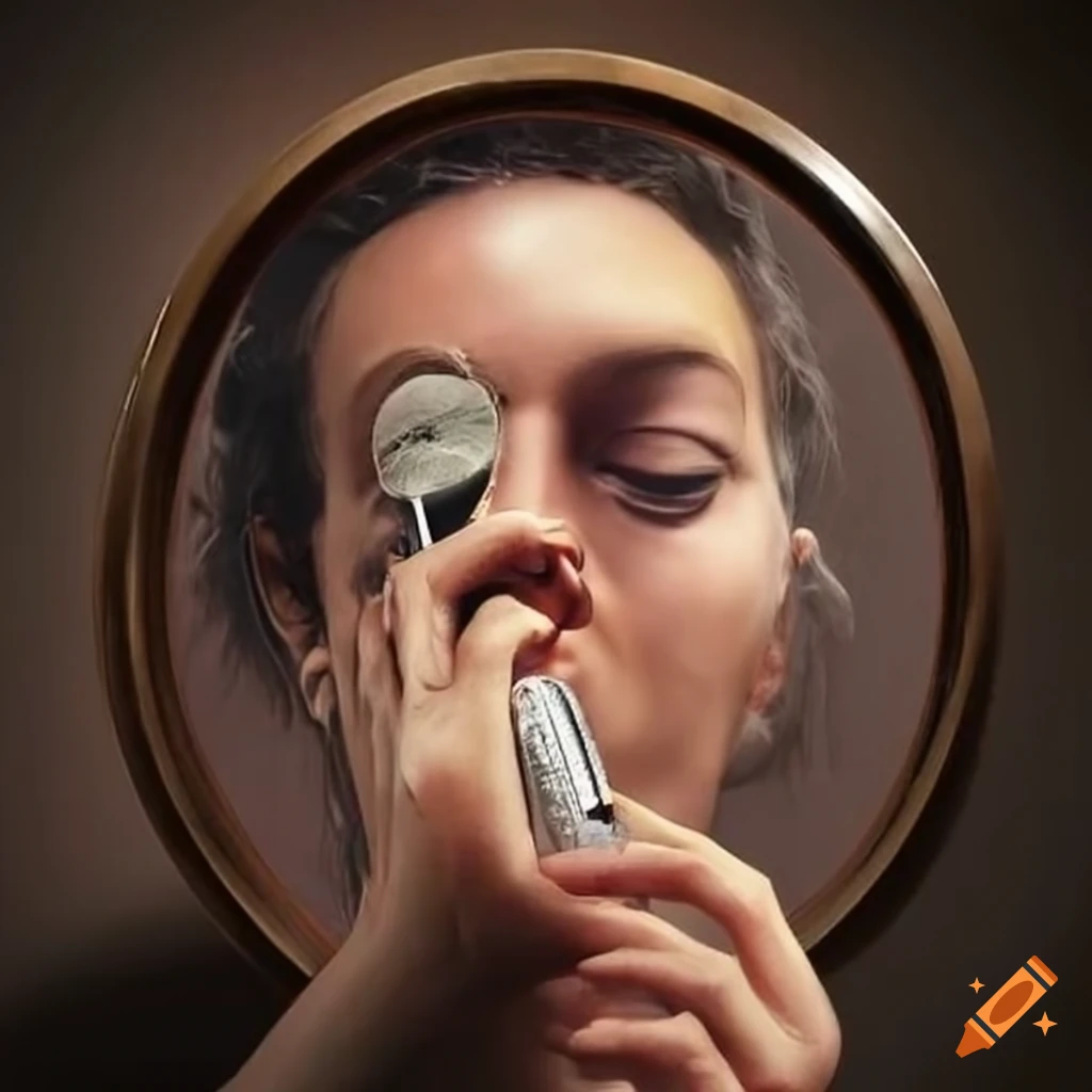 mirror selfie with a man holding an iPhone