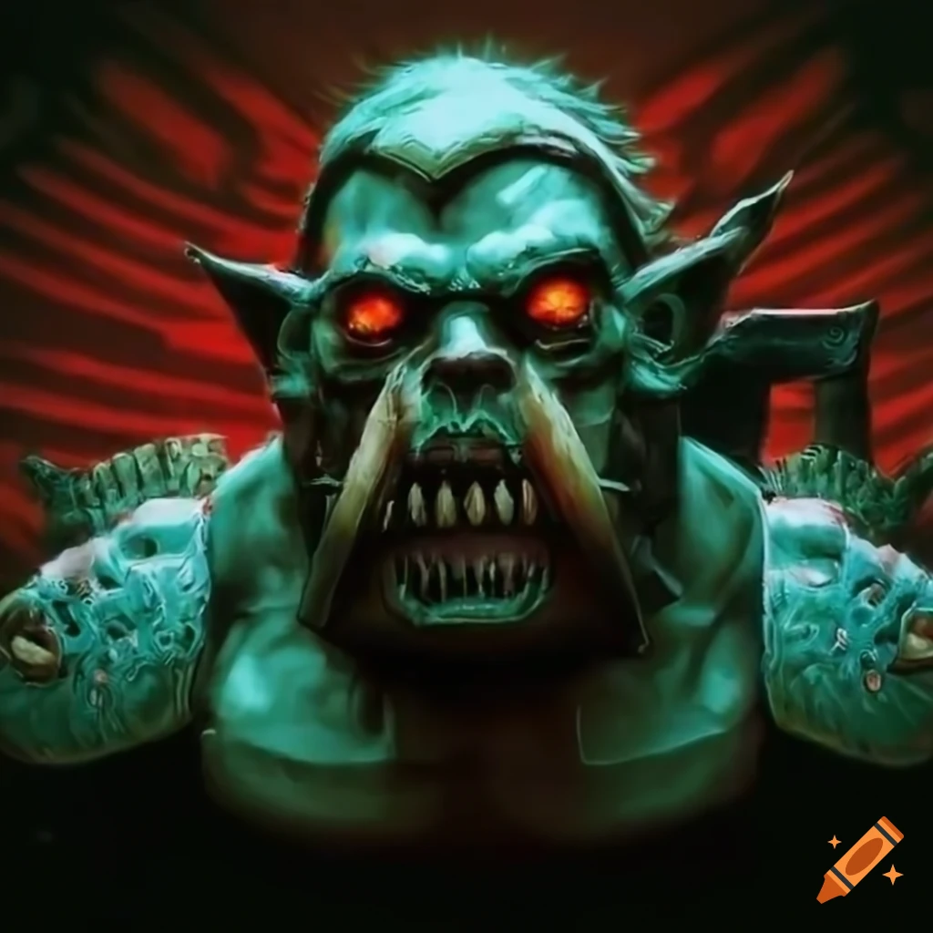 portrait of a retro sci-fi orc unit