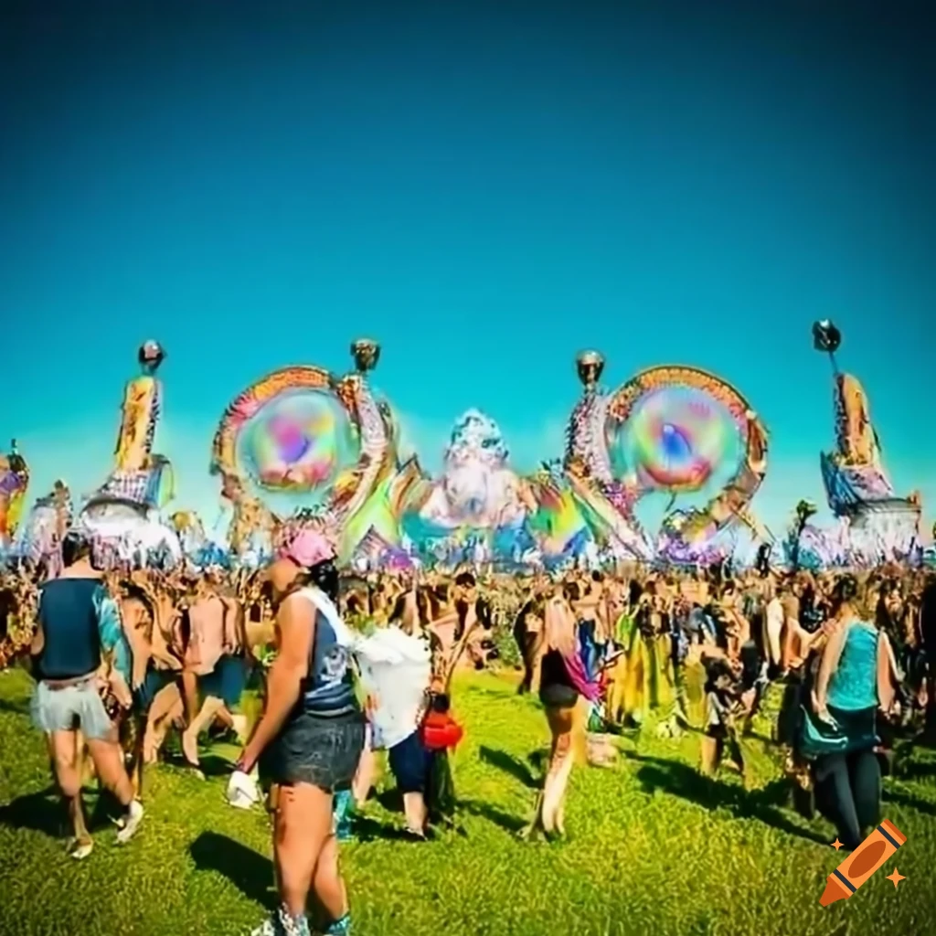 vibrant crowd at daytime music festival