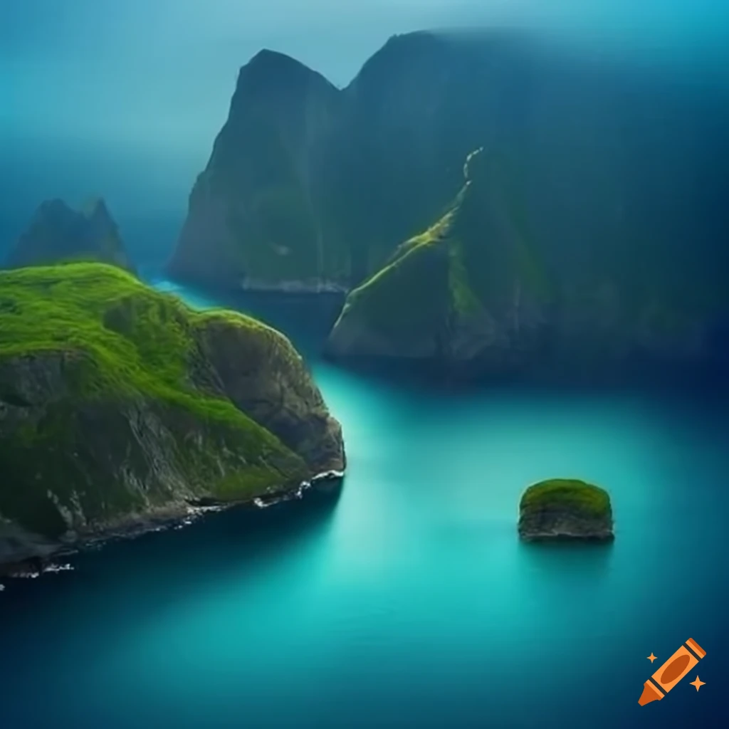 coastline meeting mountains and ocean with a chasm