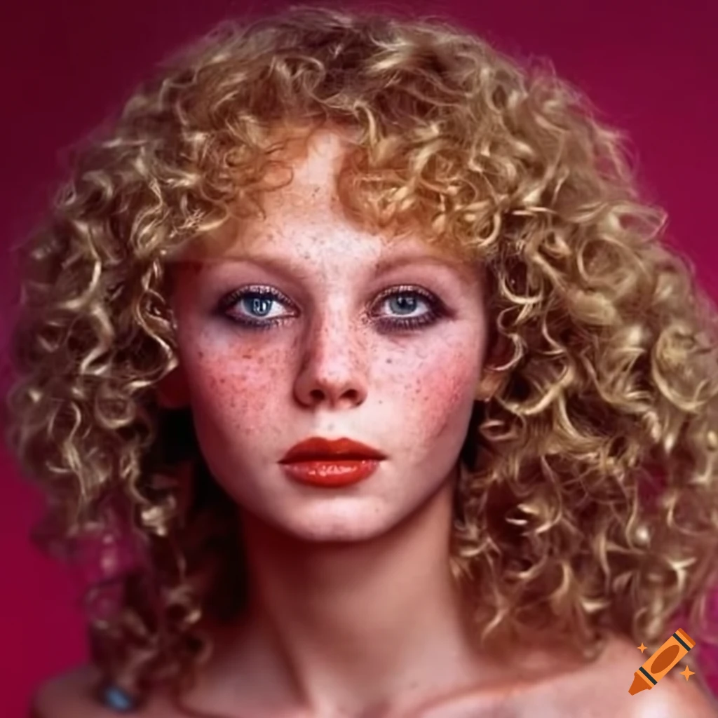 blonde woman with heterochromia freckles in a club