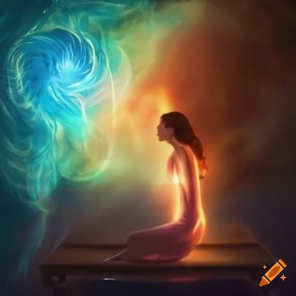 persona levitating with aura of knowledge