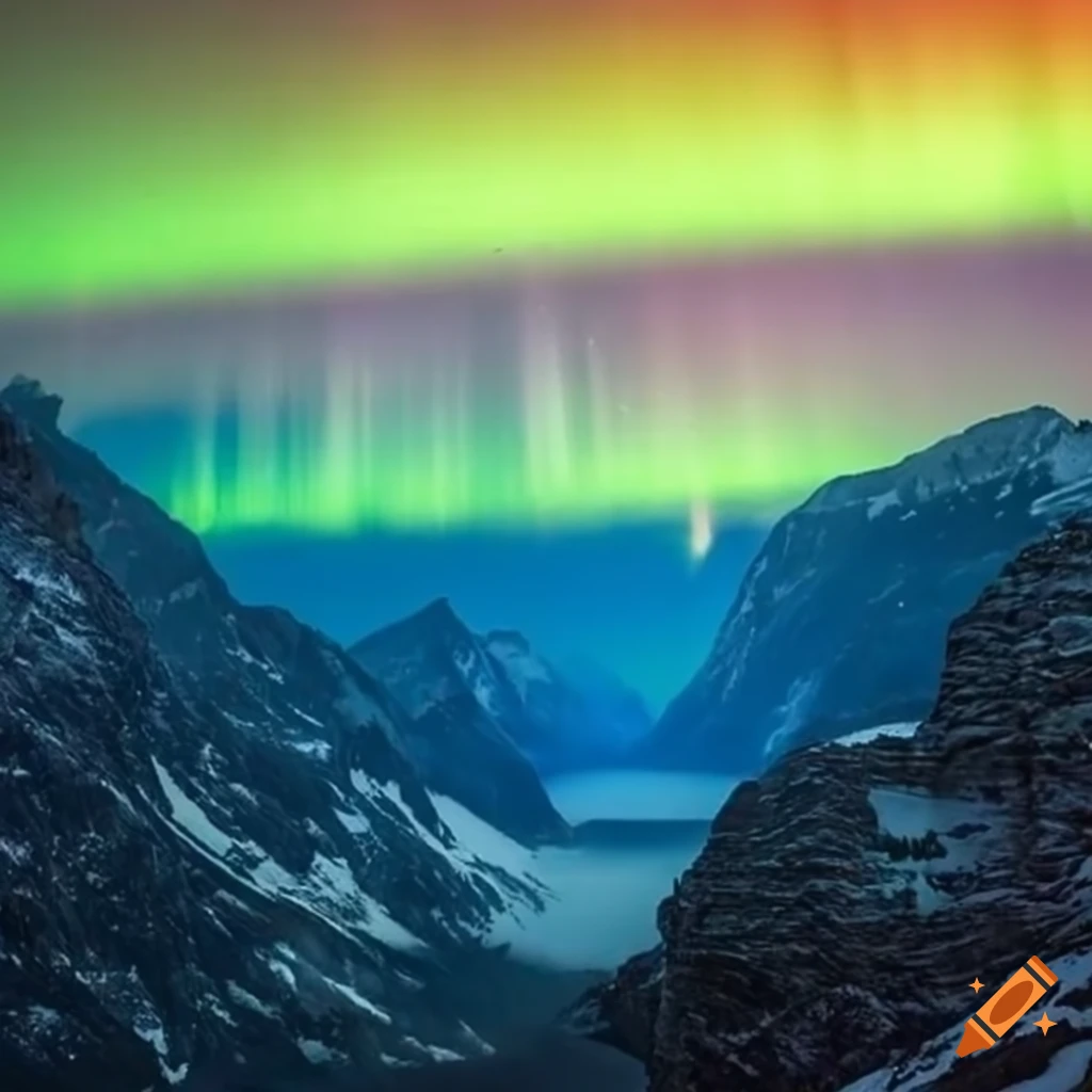 northern lights dancing over crystal-covered mountains
