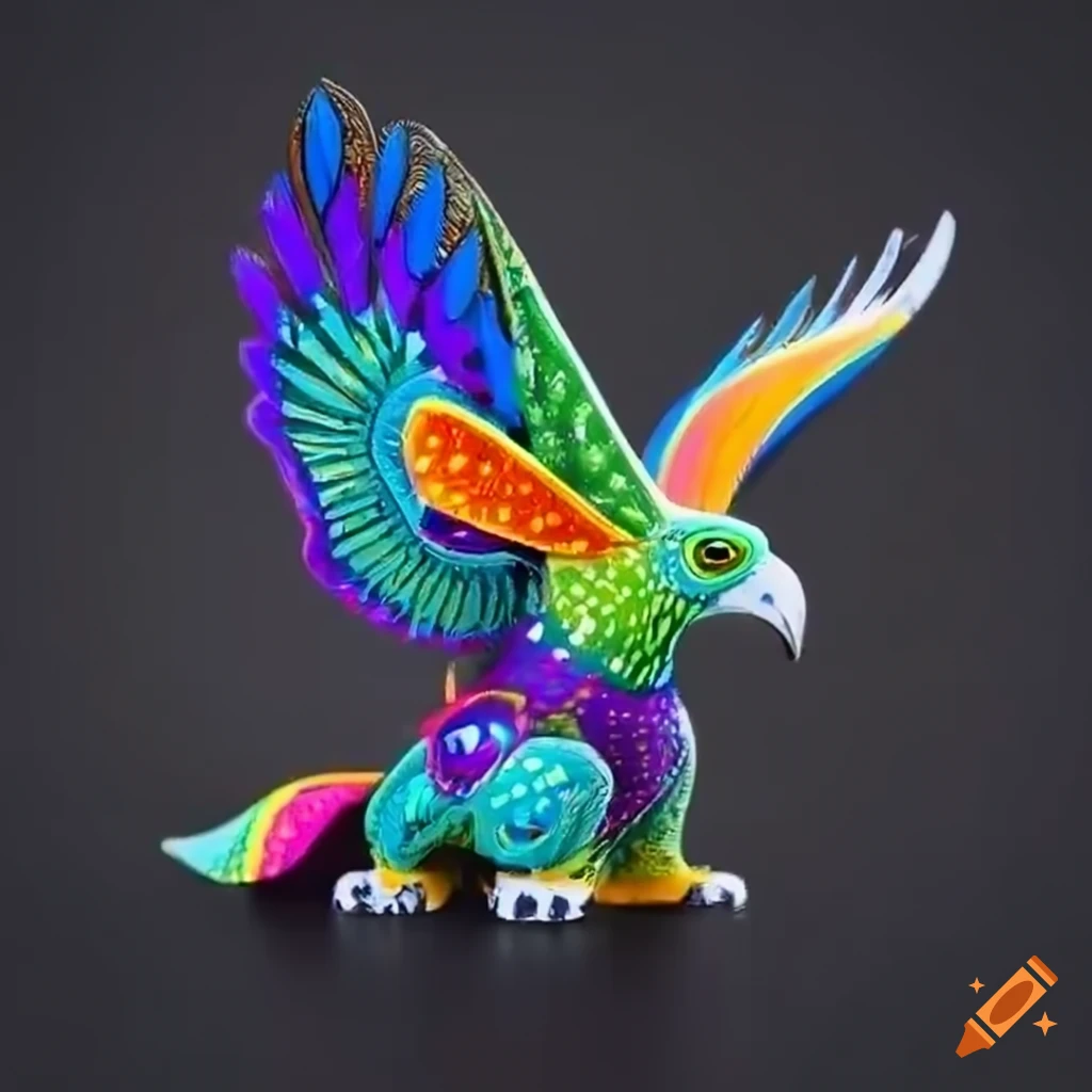 sculpture of an intricate eagle alebrije