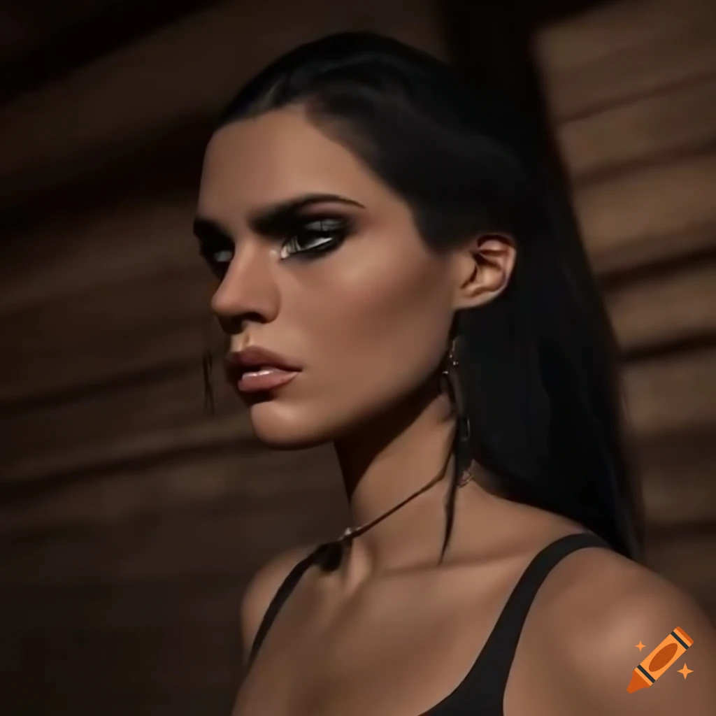 portrait of Sasha Calle as Selphie in horse riding clothes