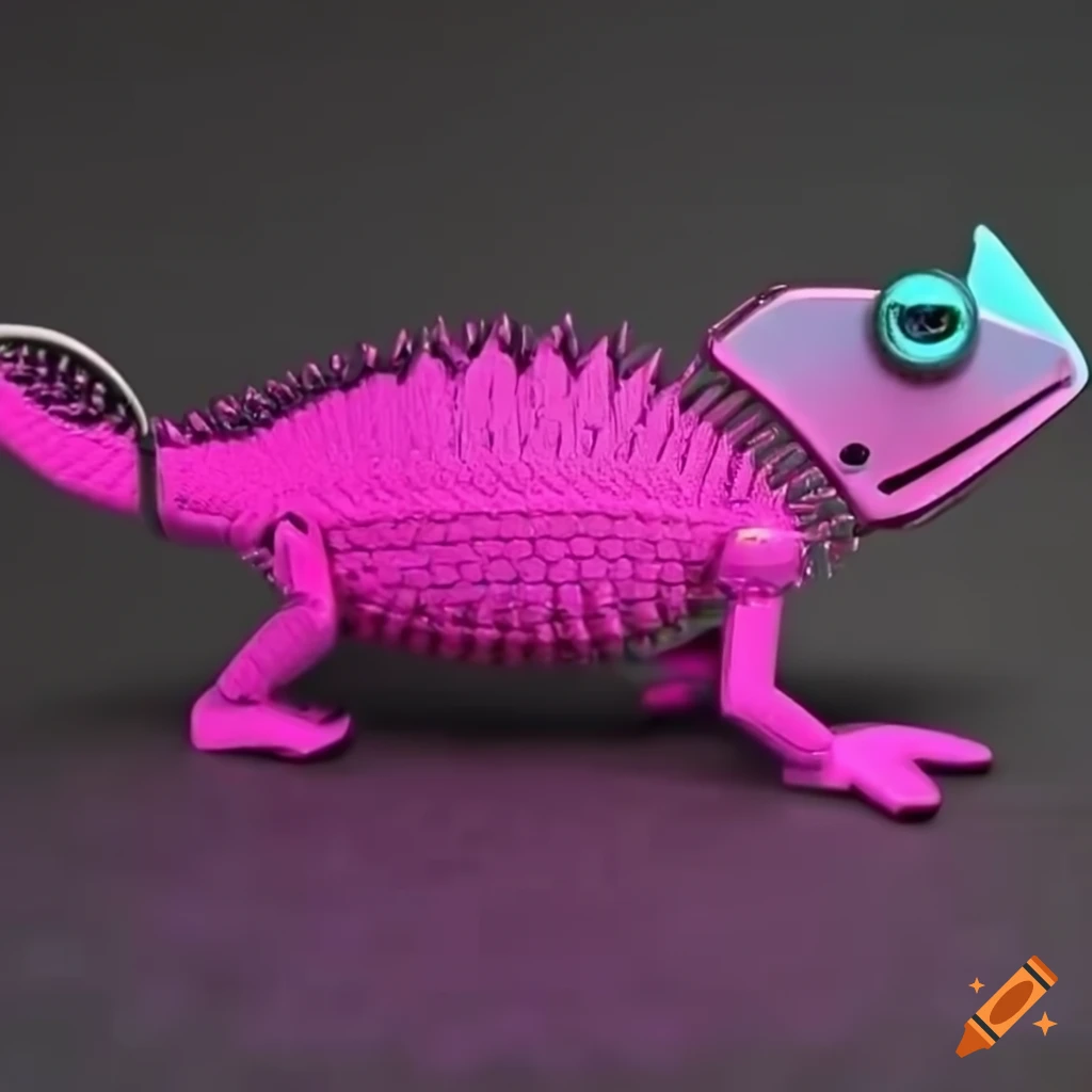 cyborg chameleon in pink color