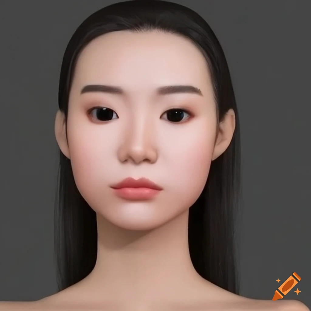 realistic Funko Pop style portrait of an Asian woman