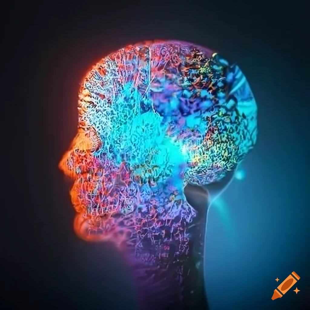 artwork of a visual brain map made from colored glass