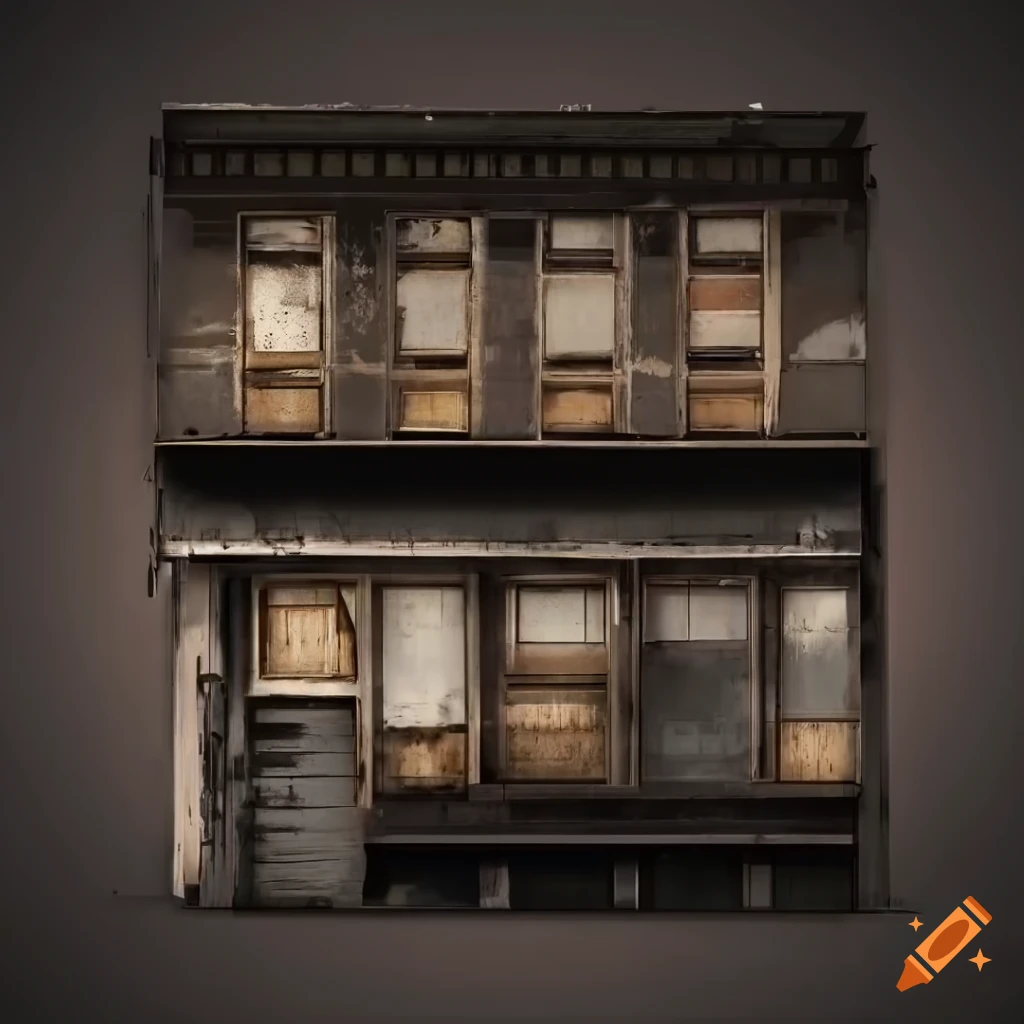 gritty urban storefront facade in New York style