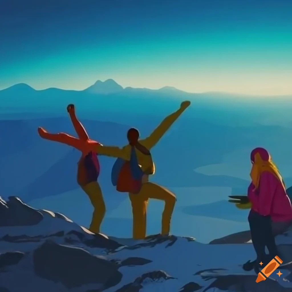 people reaching the summit in Pyrenees