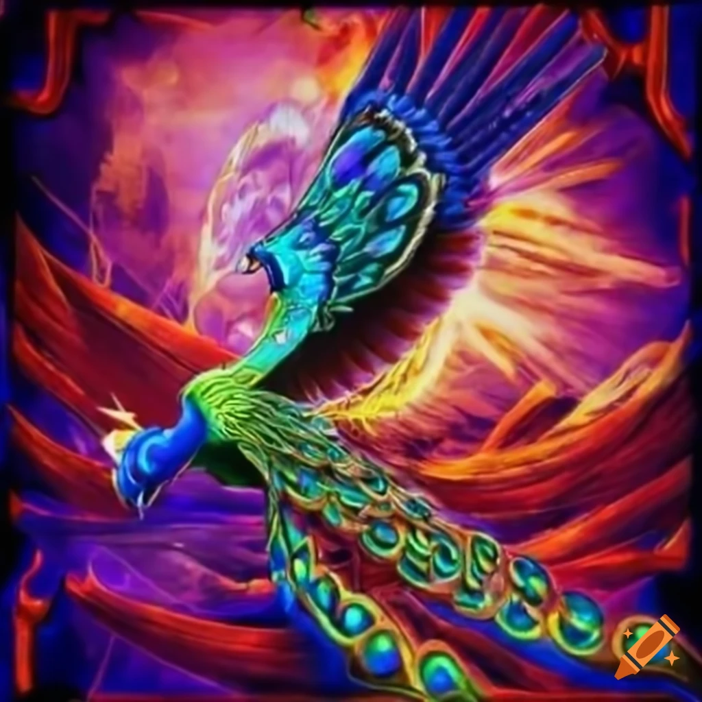 dynamic flying peacock artwork