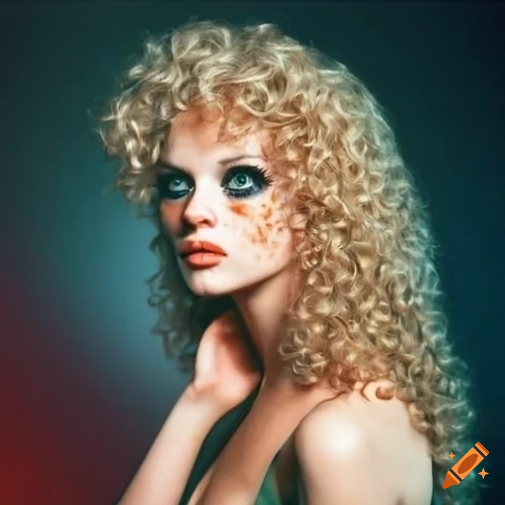 blonde woman with heterochromia freckles in a club