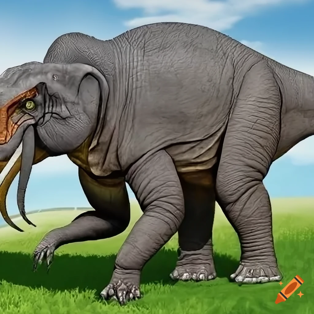 artistic representation of a striped Iguanodon dinosaur