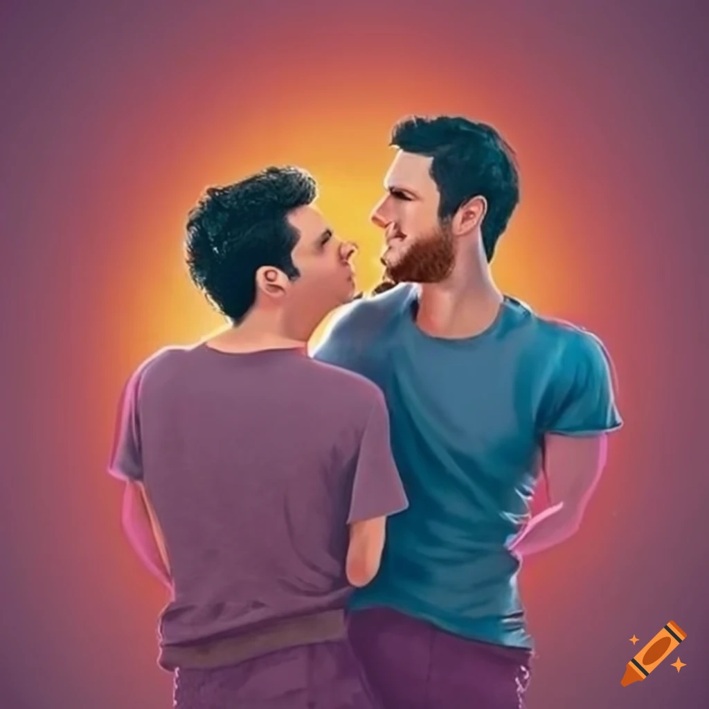 blurred portrait of a gay couple