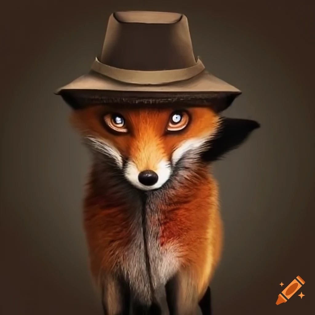 cartoon fox detective with hat