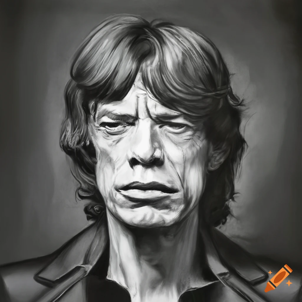 portrait of Mick Jagger in pencil