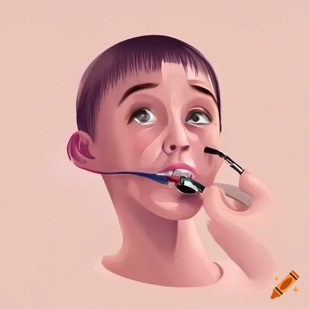dibujo del examen de un paciente por un dentista