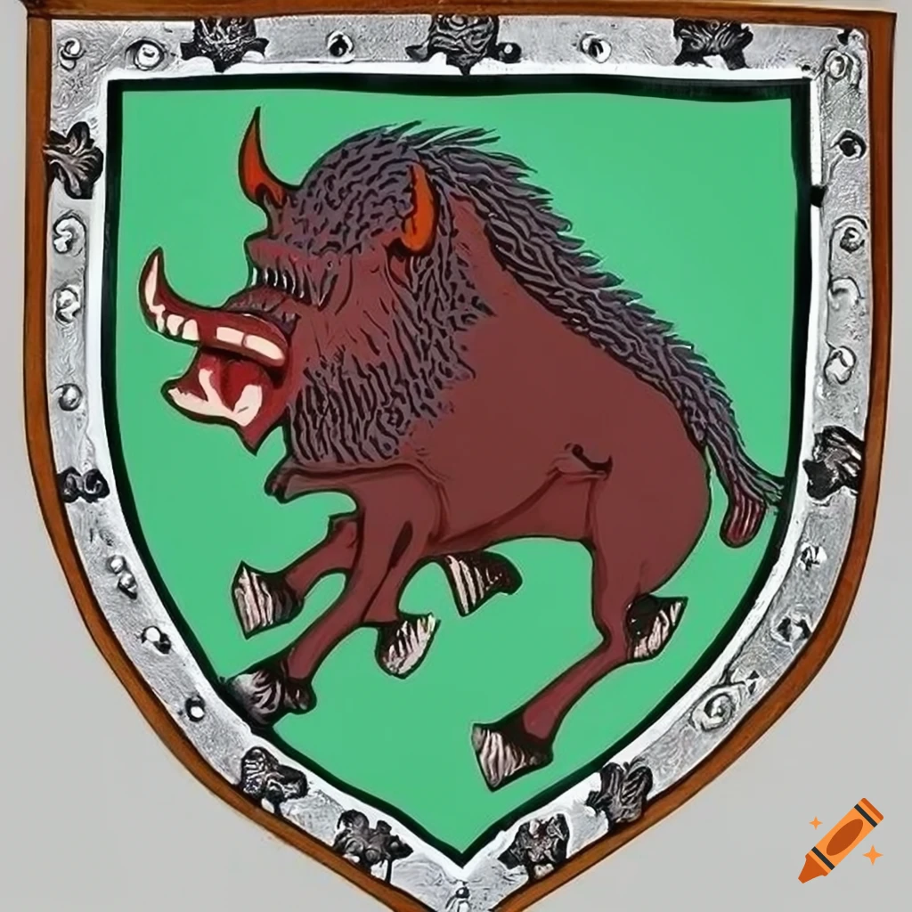nordic shield emblem with boar design