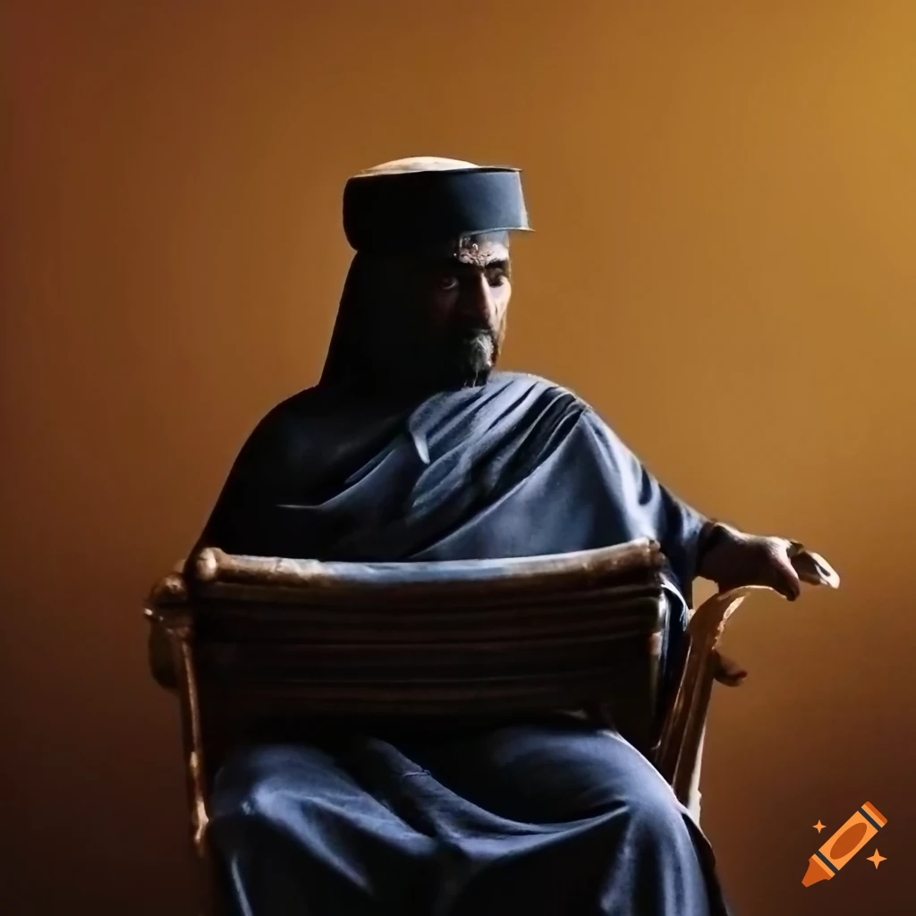 man wearing fez and Islamic robe in an Arabian palace