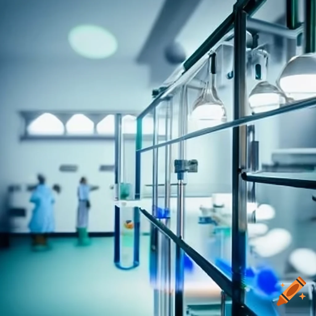 modern biotechnology laboratory with stainless steel fermenters