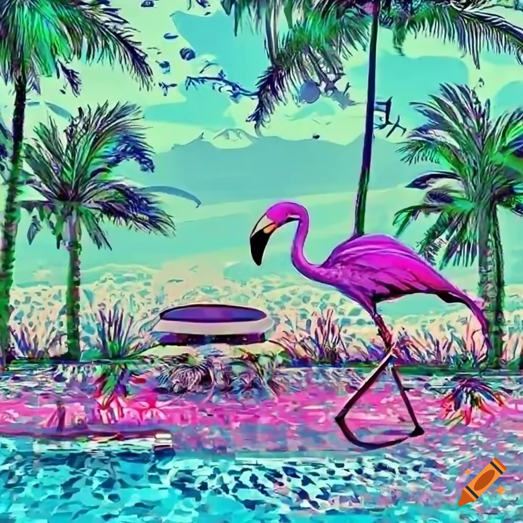 psychedelic pool party with rosé wine