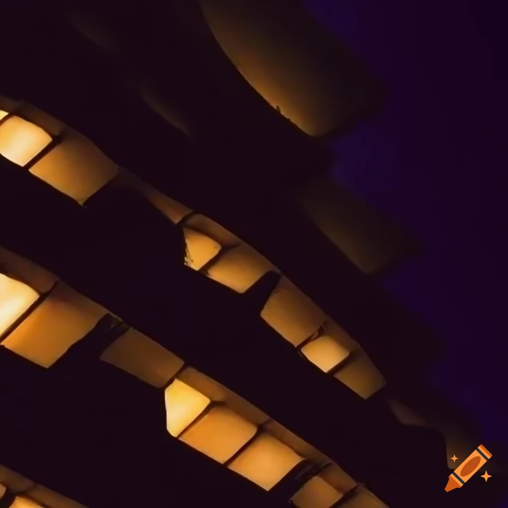 nighttime brutalist architecture