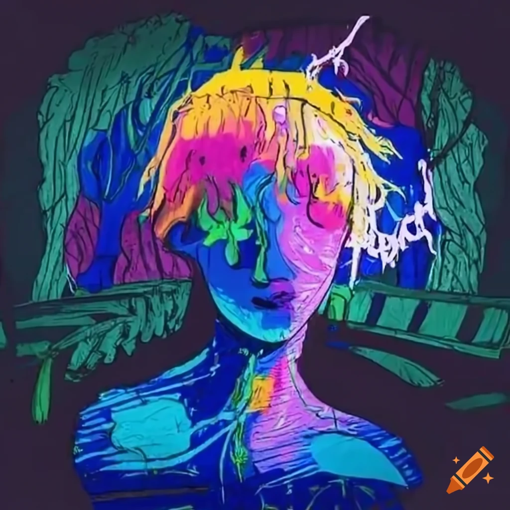 artistic representation of a person crying in the park