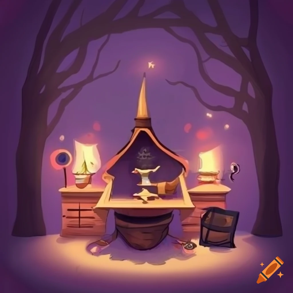 illustration of a cozy witch's living room
