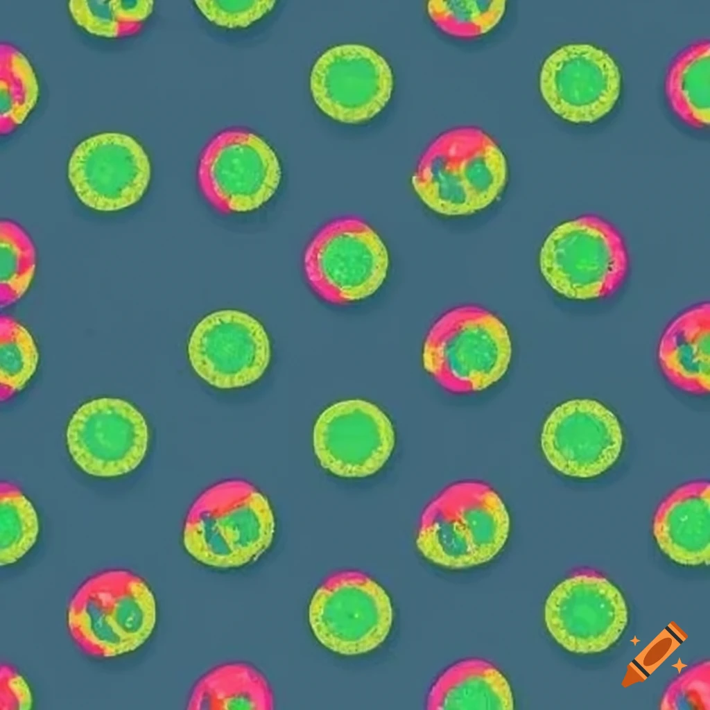 90s style pattern with lime green dots on dark blue background