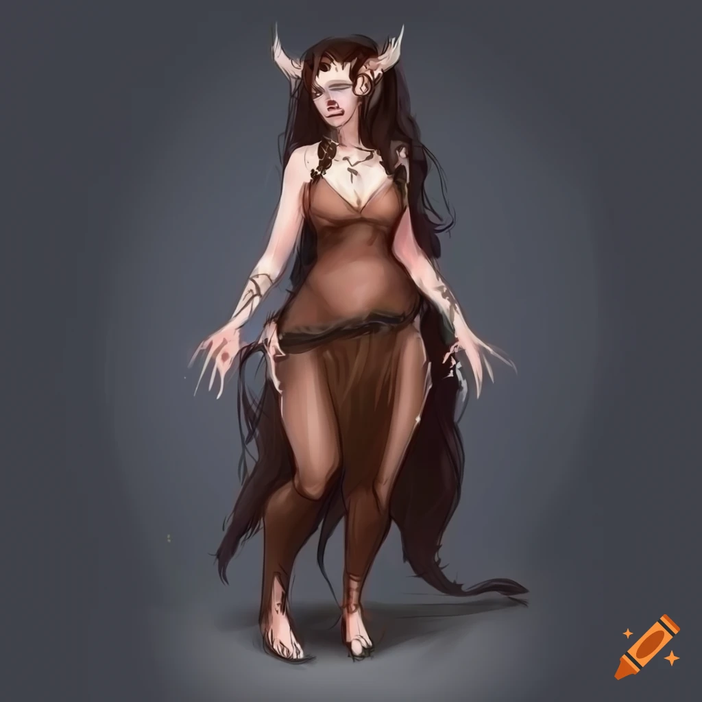 portrait of a female satyr with dark hair