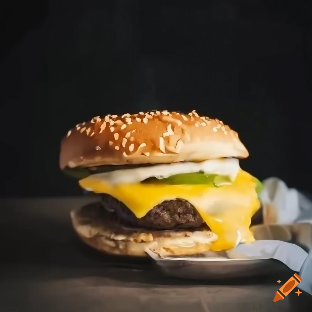 delicious cheeseburger with melted cheddar and creamy mayonnaise
