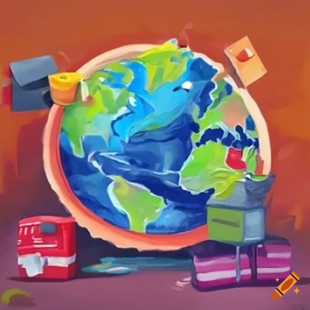 cute illustration of mail and mailboxes around the world