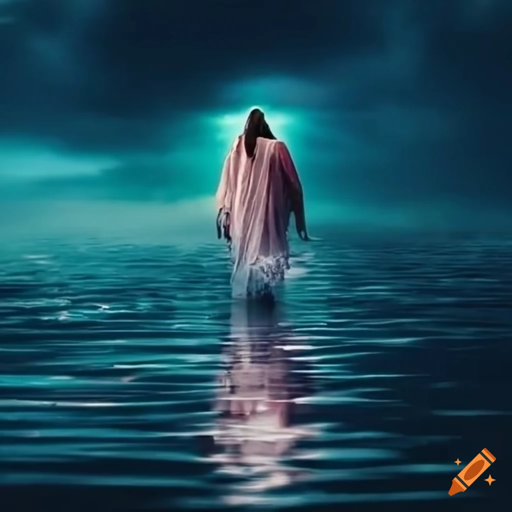 epic depiction of Jesus walking on water