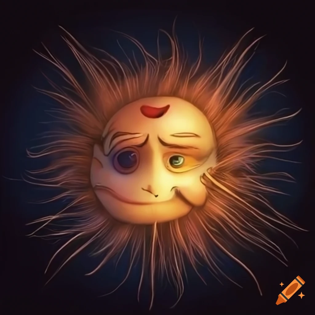 artistic depiction of a Tim Burton-style sun