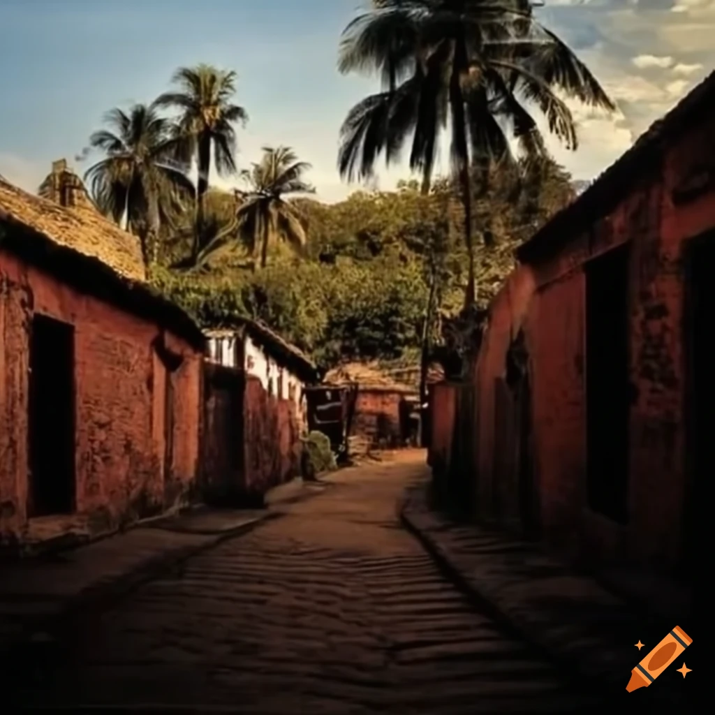 imagen de un poblado colonial con puerto en Sudamérica