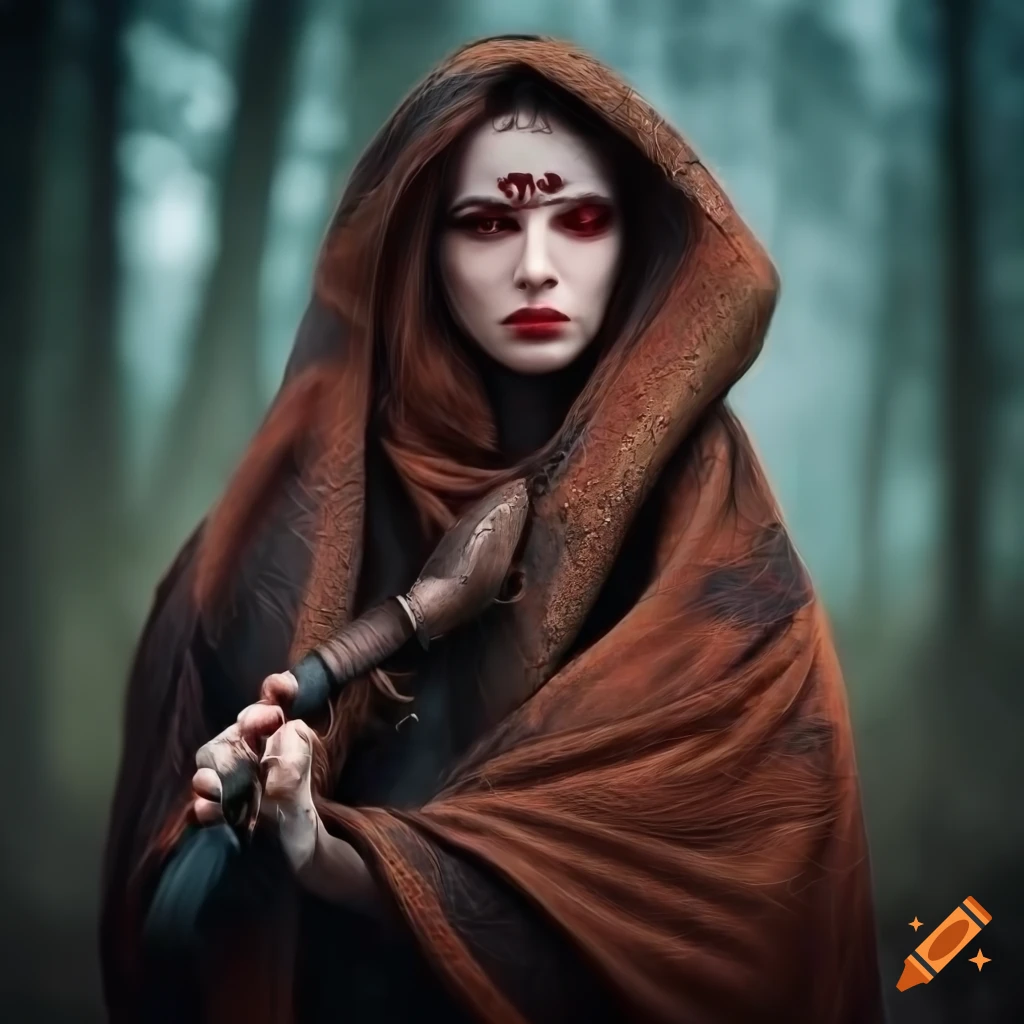 image of a slavic pagan warrior in a dark forest