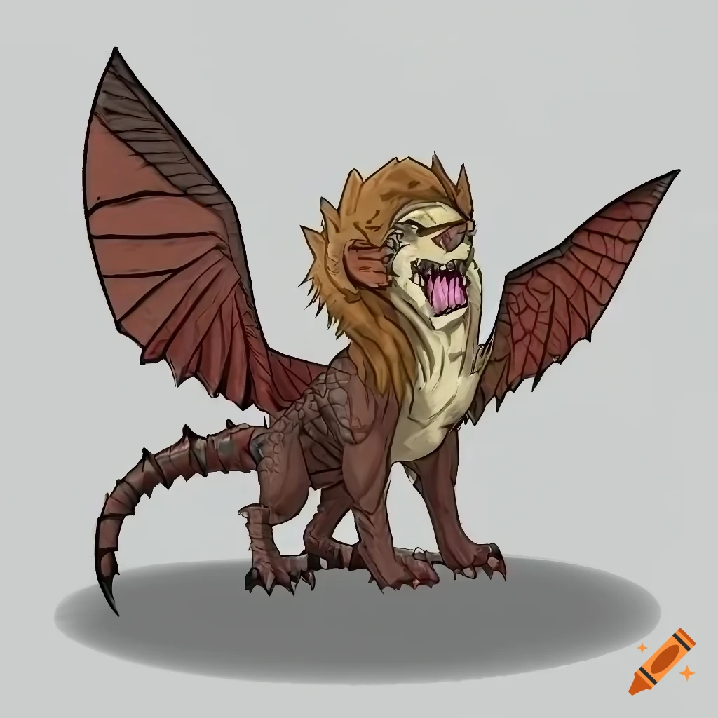 artistic depiction of a winged manticore