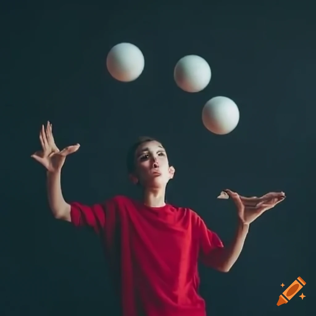 image of a skilled juggler showcasing impressive ball-handling skills