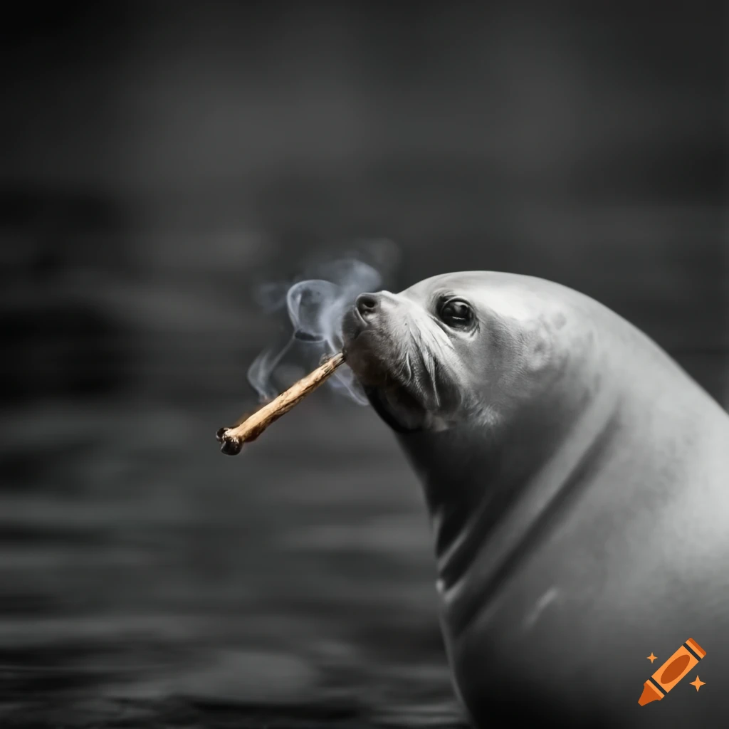 cigarette seal Seal smoking a cigar on Craiyon