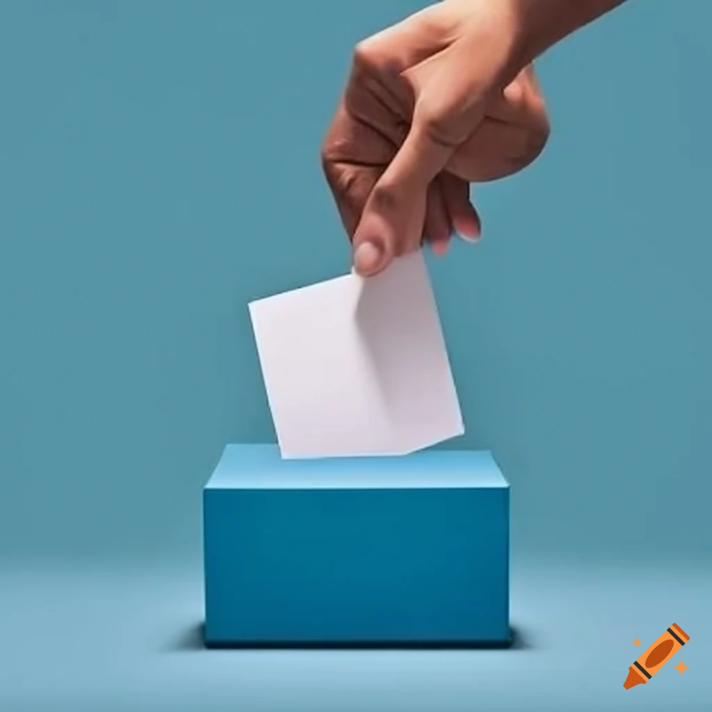 hand placing a voting card into a ballot box