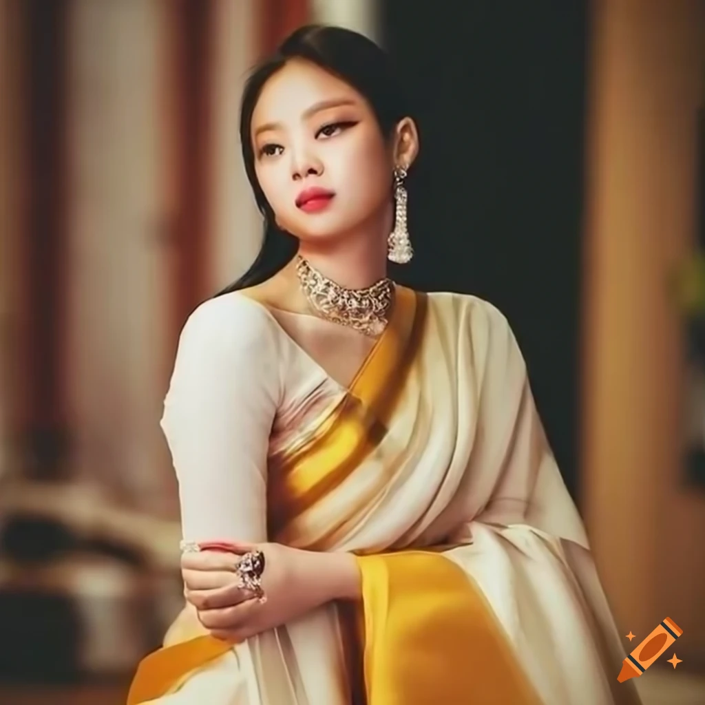 Jennie from Blackpink wearing a Kerala Onam saree