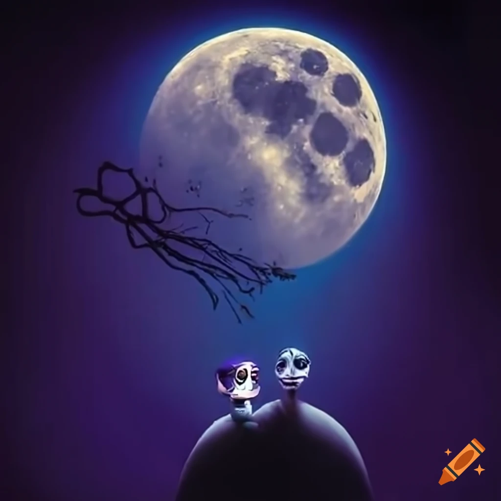 moon illustration in Tim Burton style