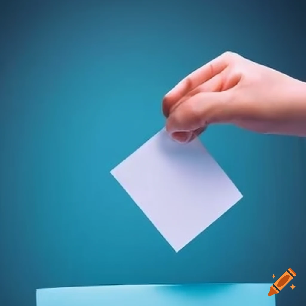 hand placing a voting card into a ballot box