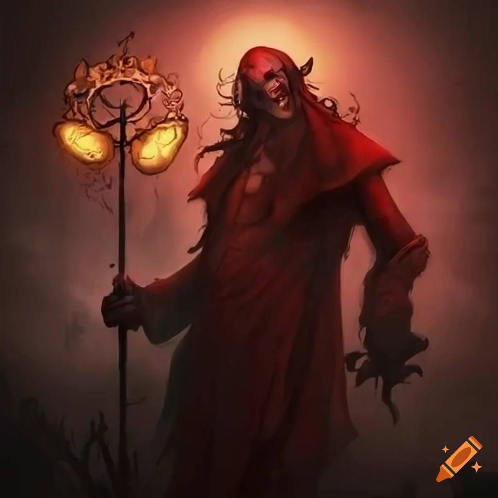 art of a two-headed magician in a foggy city