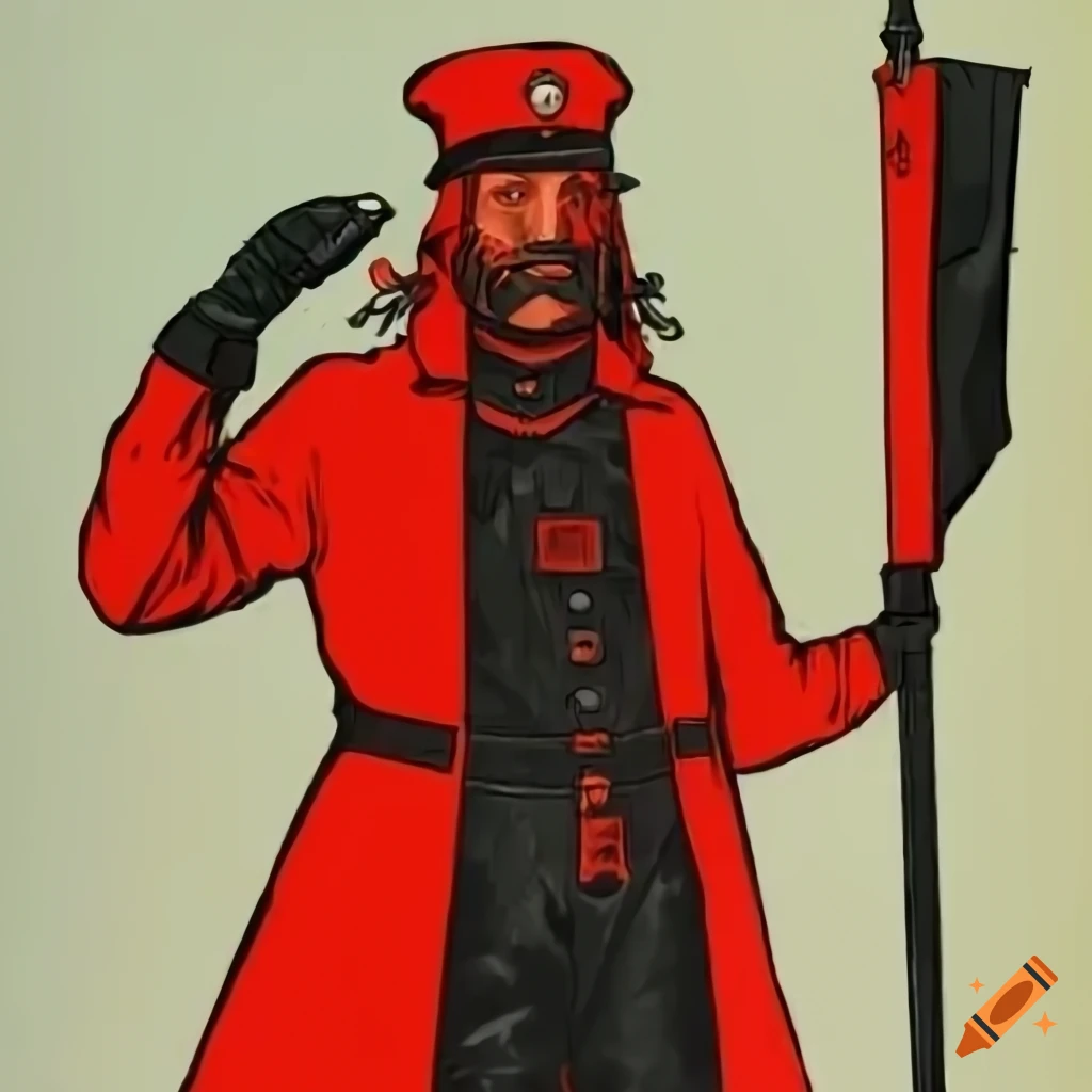 propaganda poster of a red-haired sci-fi elf officer