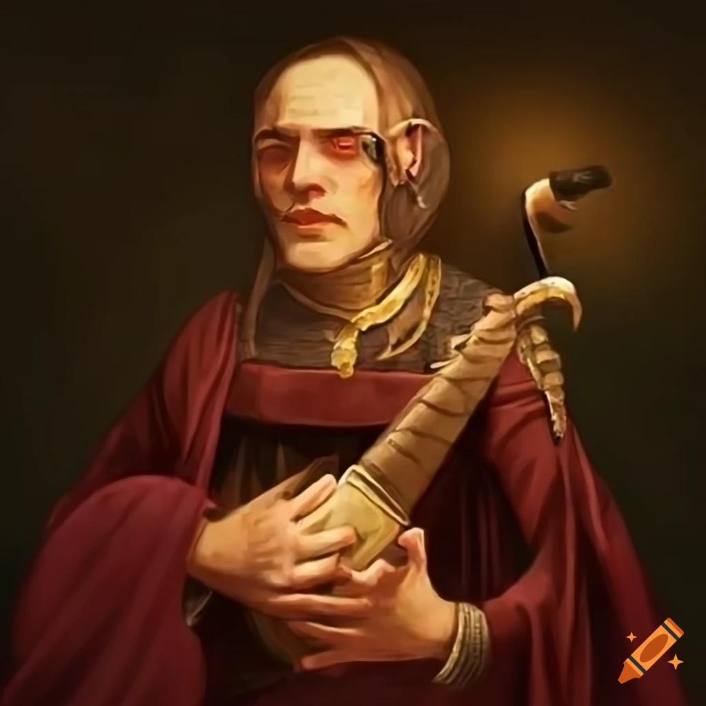 portrait of a serious medieval bard