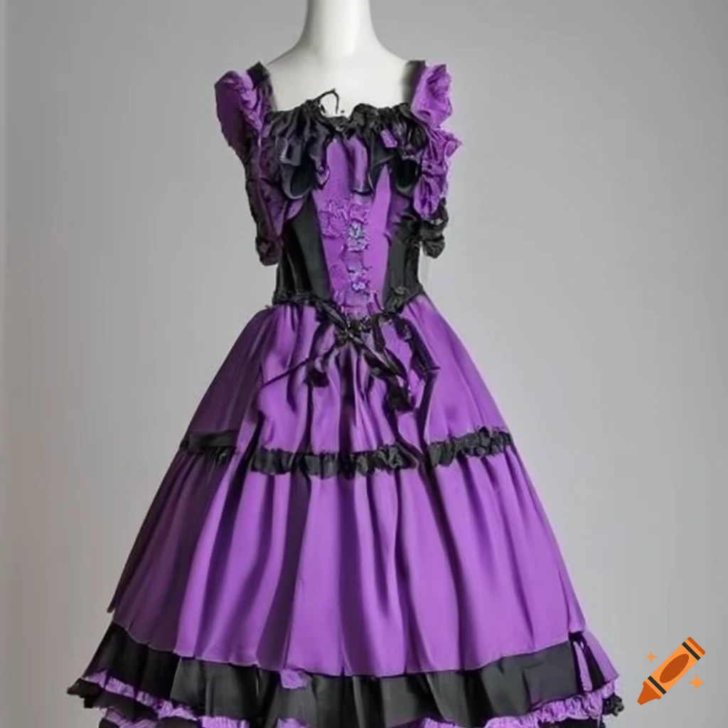 mannequin wearing a purple goth lolita dress